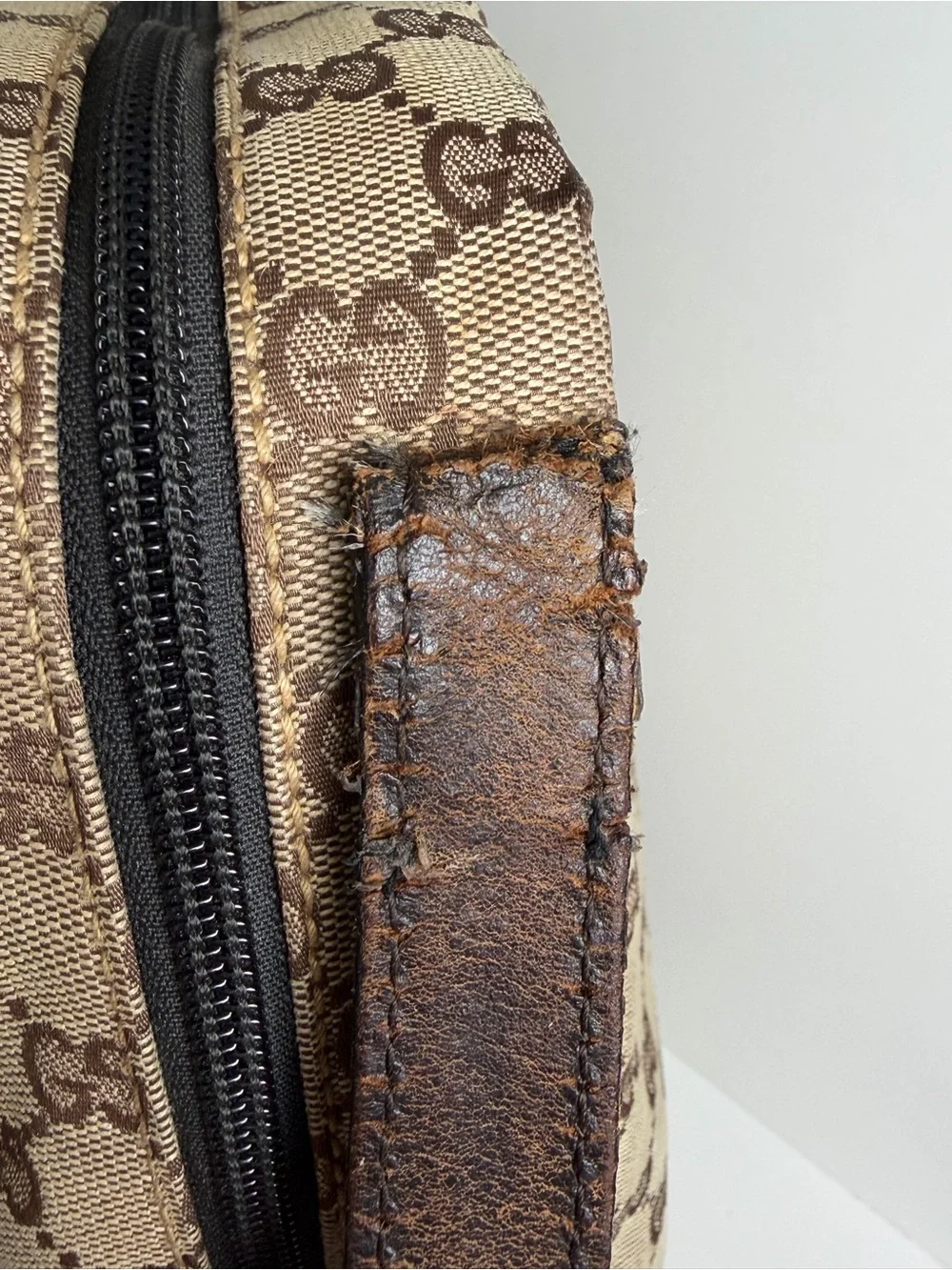 Gucci Beige & Brown GG Canvas Messenger Bag